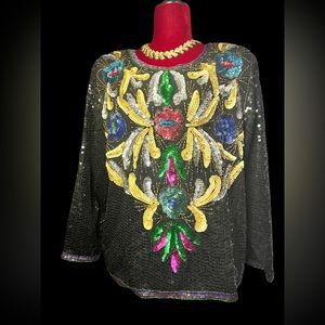 Deadstock Vintage Jospeh LeBon sequin l/S top size L